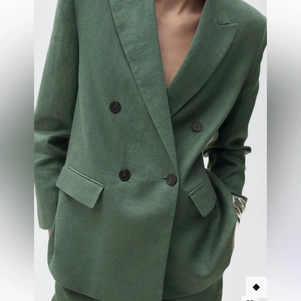 Mango Olive Green Linen Suit Set - Picture 2 of 5